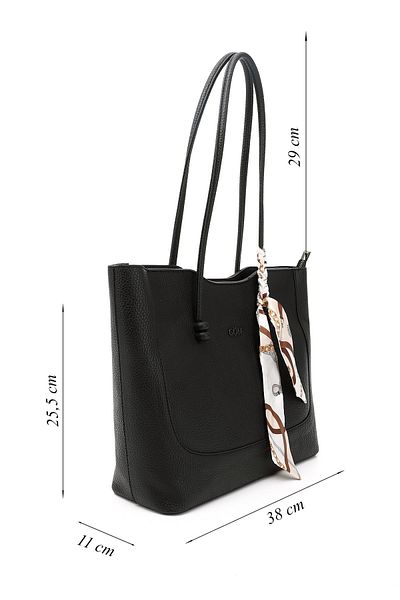 GÖNDERİ(R) Women / Girls Black Scarf Puppy Shoulder Bag