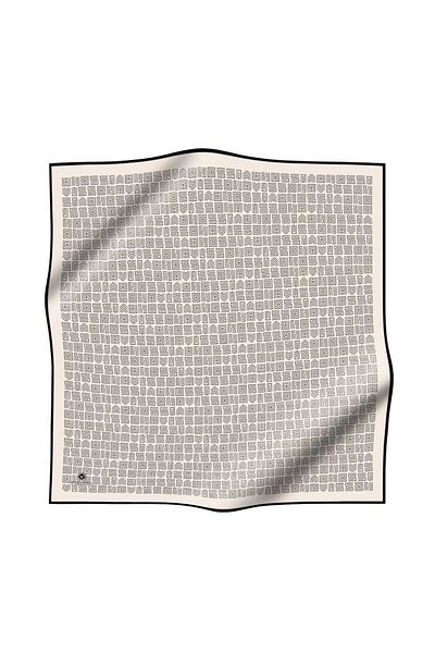 Vissona Ethnic Motif Pattern Cream Μαύρο 100% Twill 90x90 Φουλάρι ραπτικής στο χέρι