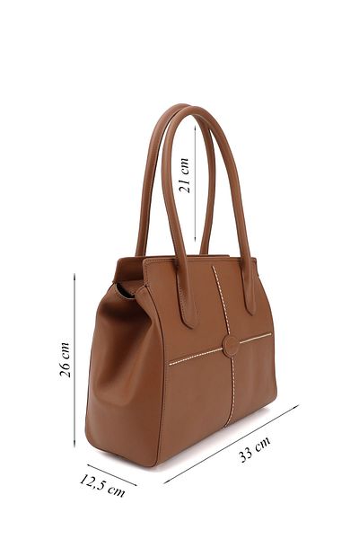 GÖNDERİ(R) Women's Tan Antique Genuine Leather Hand and Shoulder Bag