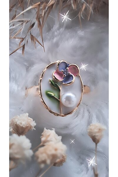 Serenity Artistic Steel Ring with Flower Figure Pearls