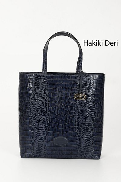GÖNDERİ(R) Women/Girls Navy Blue Krako Genuine Leather Hand and Shoulder Bag