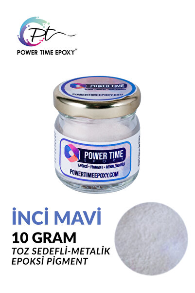 POWER TIME EPOXY Sedefli Metalik Toz Pigment Boya 10 Gram/ Inci Mavi / Epoksi...