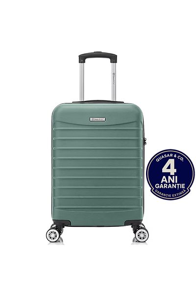 Quasar & Co. Cabin Line Trolley, 55x36x20cm, Hand Luggage Trolley, Cabin Suitcase 4 Wheels, Zip, ABS, Light Turquoise