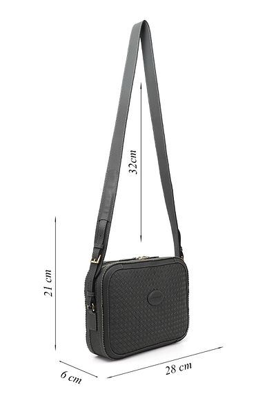 GÖNDERİ(R) Women / Girls Gray Genuine Leather Straw Knitted Long Strap Shoulder Bag