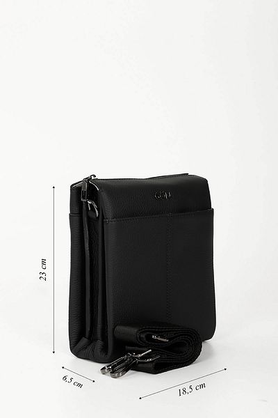 GÖNDERİ(R) BLACK Gön Genuine Leather Medium Size Unisex Shoulder Bag Q3674