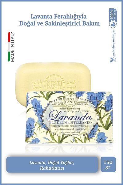 Nesti Dante Lavanda Blu Del Mediterraneo Solid Soap 150 g |   Skin Tone Equalizer |   Lavender