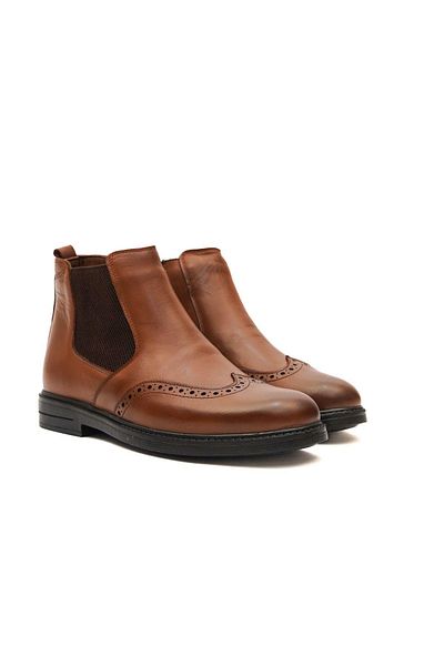 Mubiano Genuine Leather Mbzyn2307-Tb Tan Stud Detailed Men's Boots & Chealsea