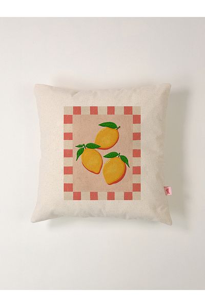 Galia Tasarım Μαξιλαροθήκη Λινό με Λεμόνι 45x45 εκ