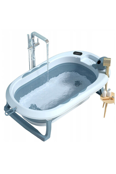 UNIQVIBE Cadita Bebelusi Pliabila , Termometru, Perna Hipoalergenica, Blue Royal, 0 Luni