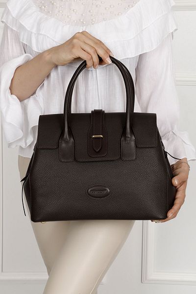 GÖNDERİ(R) BROWN FLOTER Gön Platinum Genuine Leather Large Size Women's Shoulder and Hand Bag B8384