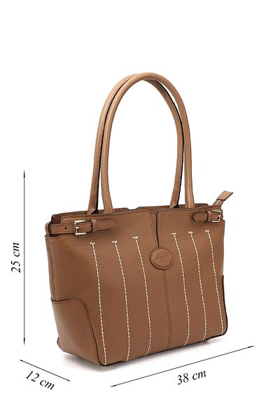 GÖNDERİ(R) Women / Girls Tan Genuine Leather Hand and Shoulder Bag