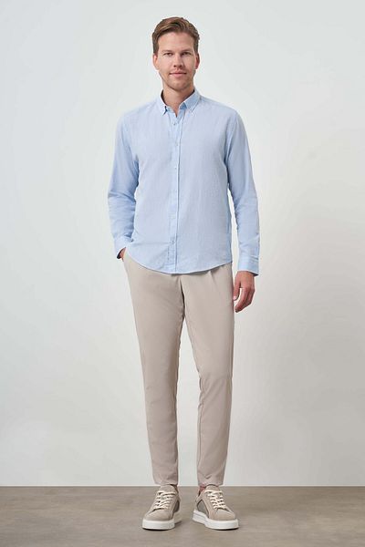 Morven Ανδρικό πουκάμισο με πέτο με κουμπιά A. BLUE Linen Trend Dynamic Fit