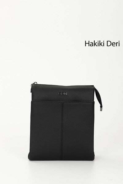 GÖNDERİ(R) BLACK Gön Genuine Leather Medium Size Unisex Shoulder Bag Q3674