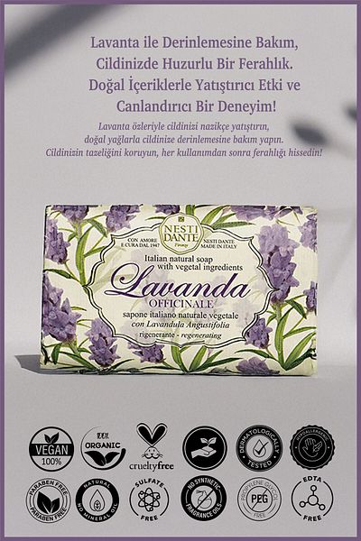 Nesti Dante Lavanda Officinale Solid Soap 150g | Hydrating and Calming |   Lavender