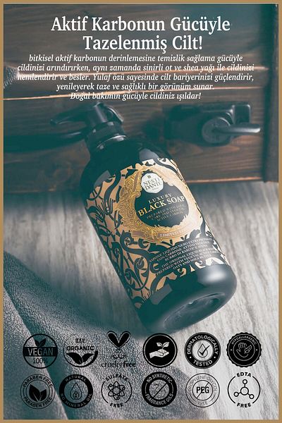Nesti Dante Luxury Black Activated Carbon Liquid Soap 500ml L Pore Purifying L Shea Butter, Hyacinth, Yase