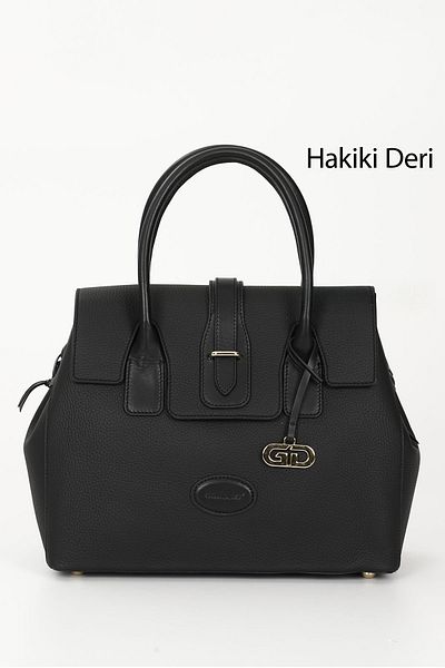 GÖNDERİ(R) BLACK FLOTER Gön Platinum Genuine Leather Large Size Women's Shoulder And Hand Bag B8384