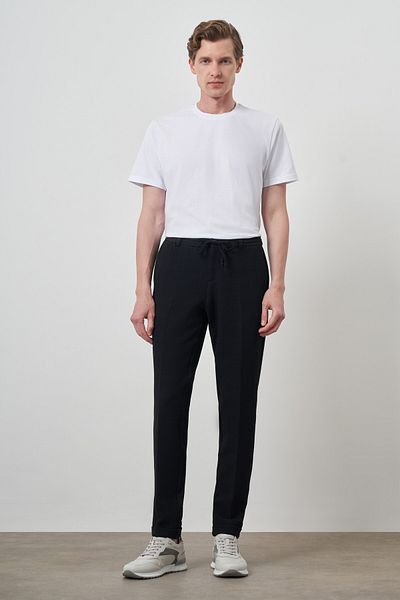 Morven Men's Navy Blue Trend Slim Fit Drawstring Jogger Pants
