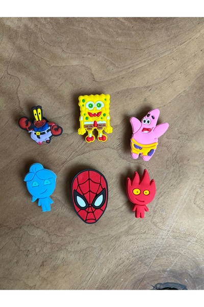 Crocs Jibbitz Terlik Süsü Sünger Bob ,bay Yengeç ,ateş Ve Su ,patrick 6'lı Set