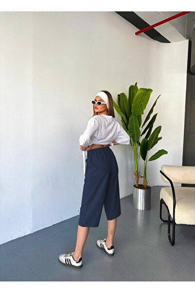 Dechers Γυναικείο λινό ψηλόμεσο μεγάλο μέγεθος 100% βαμβάκι Capri W203