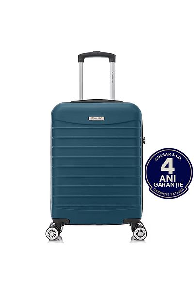 Quasar & Co. Troler Cabina Line 55x36x20cm,troller Bagaj De Mana,valiza Cabina,cifru,4 Roti 360°,albastru Petrol