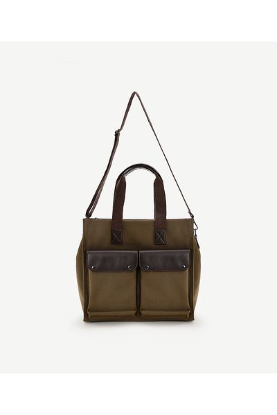 Yargıcı Canvas Handbag with Double Pocket Detail