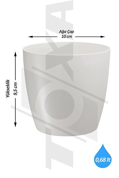 ToXA 0.68 Litre 10cm Parlak Siyah Tabaksız Drenaj Izgaralı Plastik Yakut Saksı No1