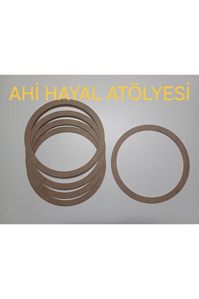 AHİ HAYAL ATÖLYESİ مجموعة من 5 بكرات بدون براغي من MDF الخام بقطر 25 سم مع مصيدة أحلام ودائرة شبكية مكرامية