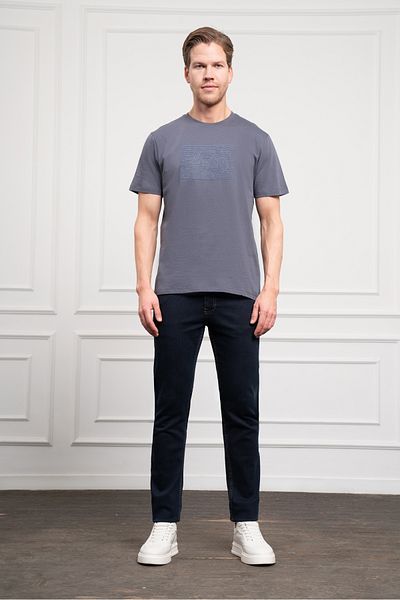 Morven Ανδρικό βαμβακερό μπλουζάκι Anthracite Trend Crew Neck Dynamic Fit