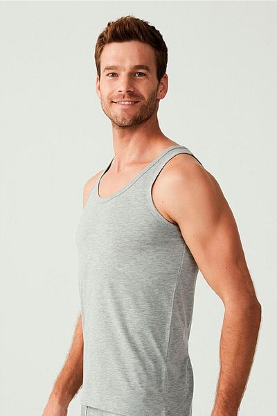Morven Men's Gray Basic Plain 100% Cotton Undershirt