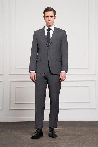 Morven Men's Smoked Trend Wool Dynamic Fit Mono Collar Suit