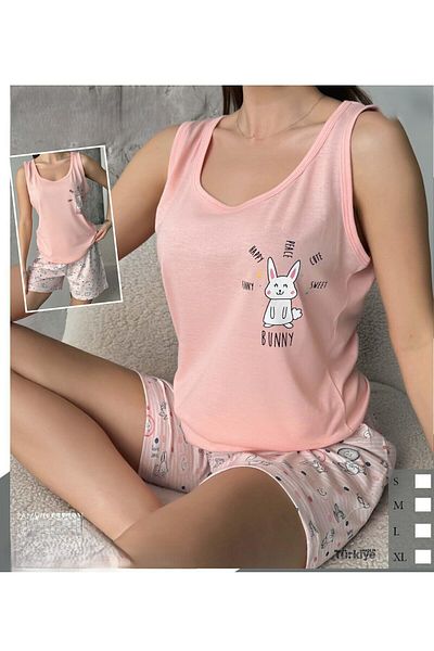 pijamania Women's Combed Cotton Fabric, Suspender, Shorts Set.