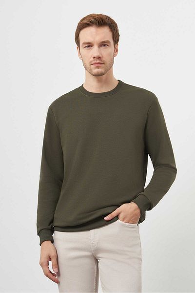 Morven Ανδρικό φούτερ με λαιμόκοψη Khaki Basic Crew