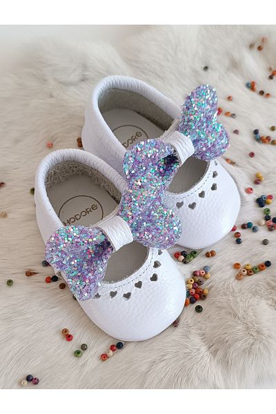 Hodore Alice Purple Stone Genuine Leather Baby Loafer Shoes