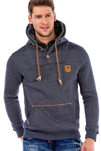 Cipo&Baxx C44200 Çift Kat Yaka Örgü Detay Erkek Sweatshirt