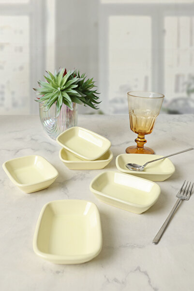 Keramika Yellow Rectangular Snack Bowl 11 cm 6 Pieces 103