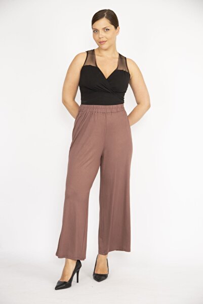 Şans Γυναικεία φόρμα γάλακτος καφέ μεγάλου μεγέθους ψηλόμεσο κάτω 65n36499