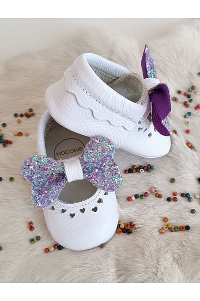 Hodore Alice Purple Stone Genuine Leather Baby Loafer Shoes
