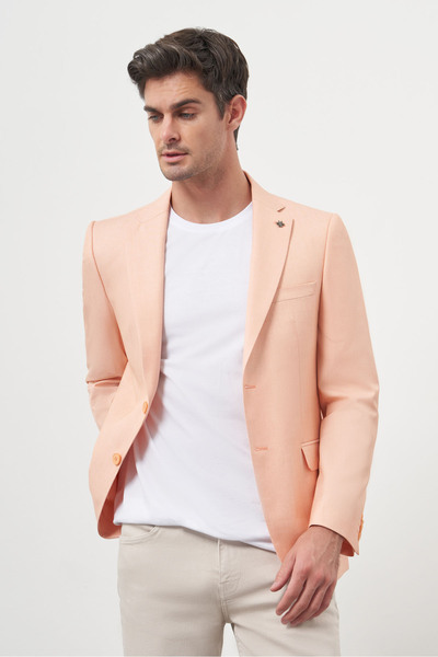 Morven Чоловічий піджак з полівіскону Slim Fit з класичним коміром