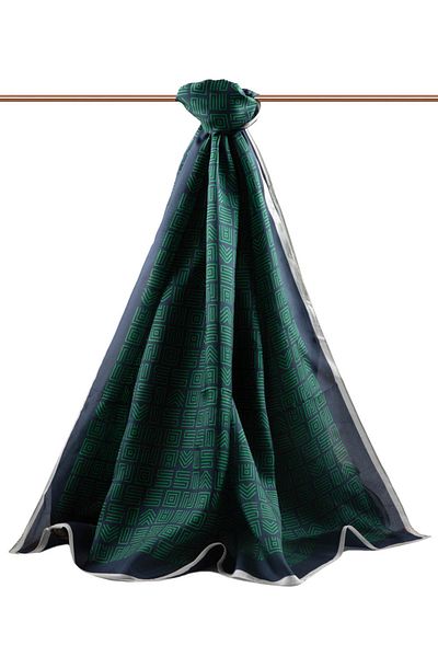 Vissona Γυναικείο Fresh Silk Shawl Emerald Green/σκούρο μπλε
