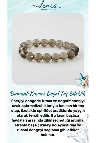 Deniz Doğal Taş Sertifikalı Dumanlı Kuvars Doğaltaş Bileklik, Dumanlı Kuvars ...