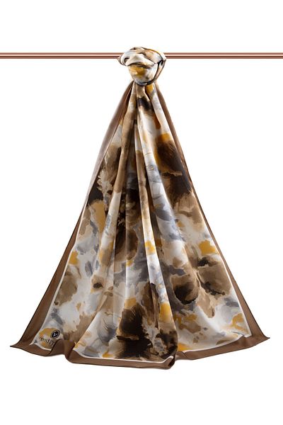 Vissona Πολυτελές Medina Silk Floral μοτίβο βιζόν Χρώμα 75x195 Ανθεκτικό σάλι Moss Crepe Τύπος ραφής Ιταλική ραφή
