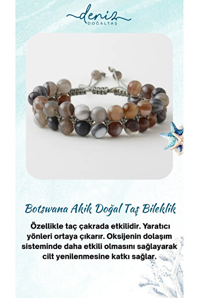 Deniz Doğal Taş Botswana Akik Doğaltaş Bileklik, Botswana Akik Doğal Taş Çift...