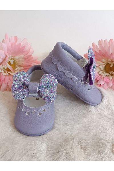 Hodore Alice Stoned Lilac Genuine Leather Baby Shoes Moccasin