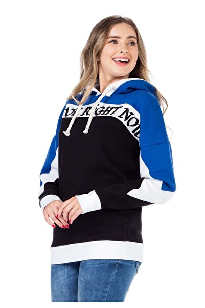 Cipo&Baxx Γυναικείο φούτερ με κουκούλα σε μπλε χρώμα