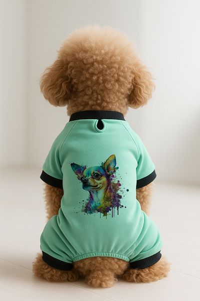 MPZ Pets Cat and Dog Outfit & Gown - Mint 4 Leg Jumpsuit Chihuahua Shivava