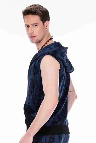 Cipo&Baxx Чоловічий індіго синій безрукавний светр з капюшоном