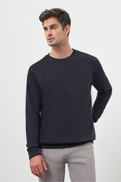 Morven Ανδρικό μπλουζάκι με λαιμόκοψη Navy Blue Basic Crew