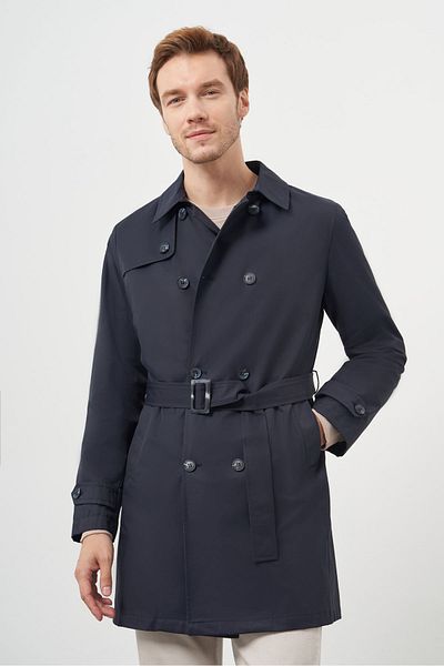 Morven Ανδρική καμπαρντίνα με ζώνη Navy Blue Polyamide