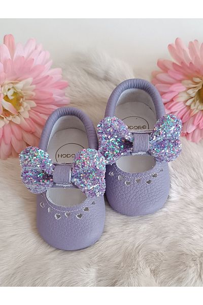 Hodore Alice Stoned Lilac Genuine Leather Baby Shoes Moccasin