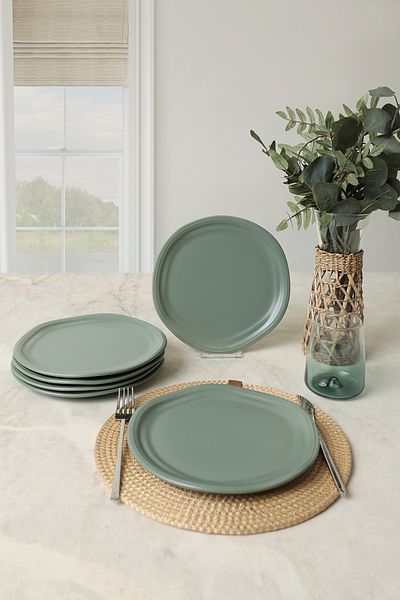 Keramika Matte Green Bloom Cake Plate 24 cm 6 Pieces 322